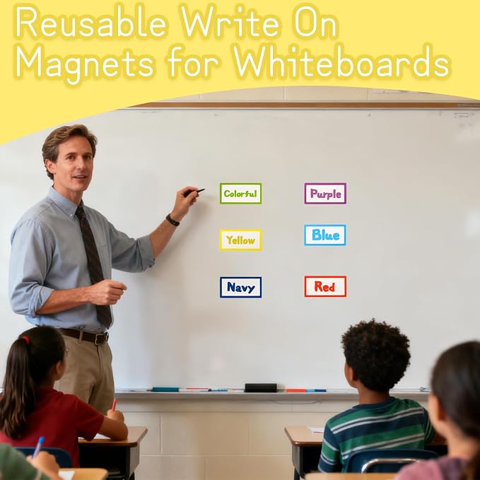 Dry Erase Magnets Blank Lables, 30 Pack Colorful Reusable Magnetic Labels - Image 5