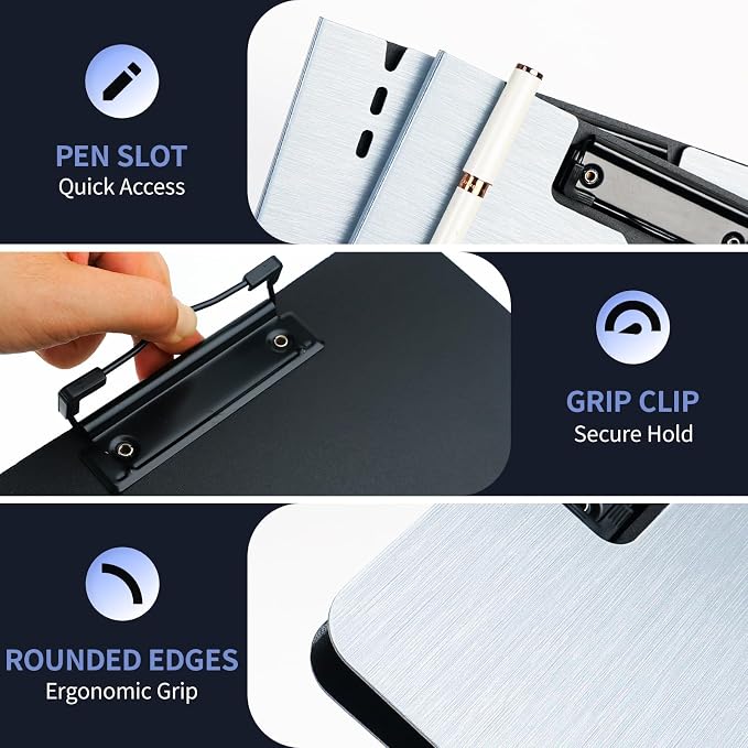 Clipboard Folder, with Dual Metal Clips, Embossed-Texture, Folding 360° Rotating - Image 5