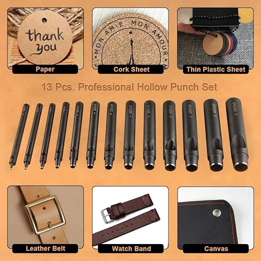 OWDEN Professional 13 Pcs Leather Hole Punch Set 1.0-12MM - Image 6
