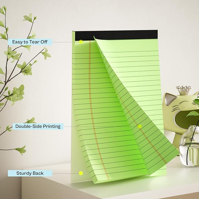 6 Pack Legal Pads 5x8 Note Pads College Ruled Notepad Pink/Green/Blue Perforated Small Legal Pads 80GSM Notepads 30 Sheets Writing Pads Line Paper Pad for School, College, Office, Business-DeskLoop Office