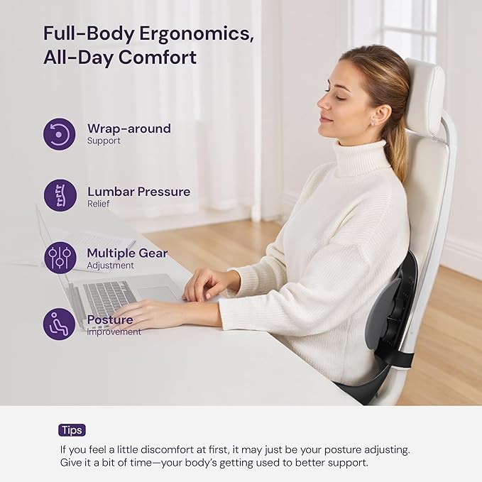 3D Lumbar Support Seat Cushion – Patented Spine Alignment Ergonomic Posture Corrector, Breathable Mesh & EVA Foam, Portable for Home, Office, Meditation, Gaming, Outdoor 16.5" W × 15.7" D-DeskLoop Office