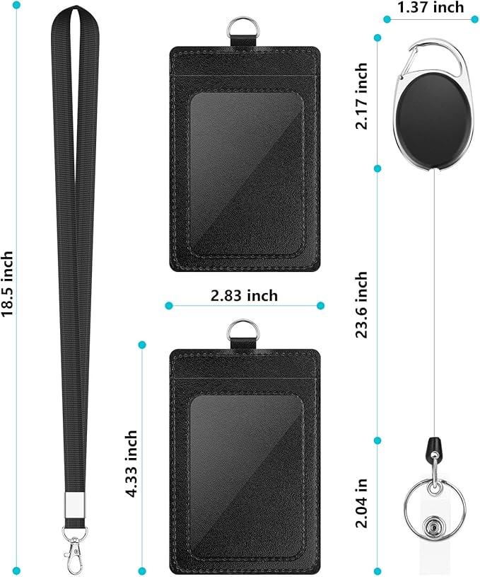 DUPENCD 2 Pack Badge Holders, Vertical PU Leather ID Badge Card Holder - Image 4