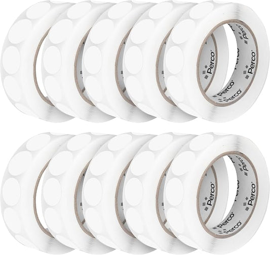 Perco Clear 1-Inch Perforated Circle Dot Sticker Labels — 10 Rolls, 000 Round by Perco