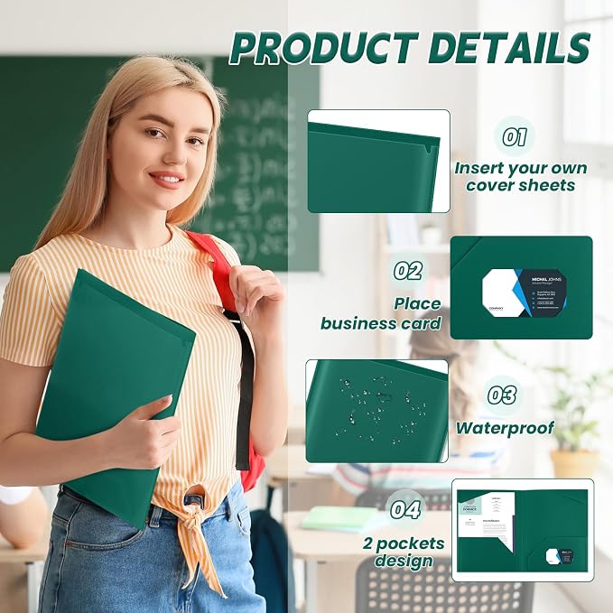 Henoyso 36 Pack Forest Green Plastic Folders - Image 3