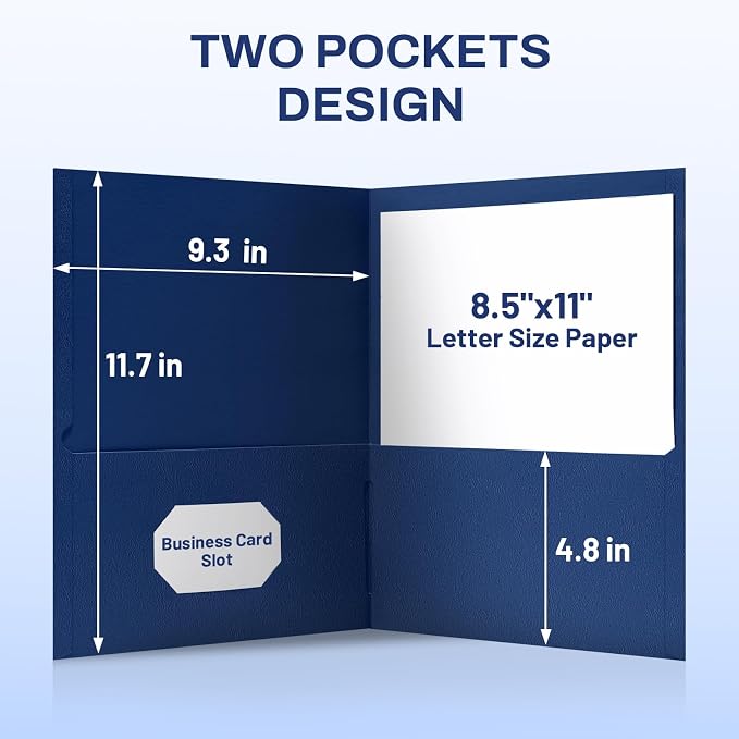 SUNEE Folders with Pockets, 2 Pocket Folders Fit Letter Size Paper, Paper File - Image 4