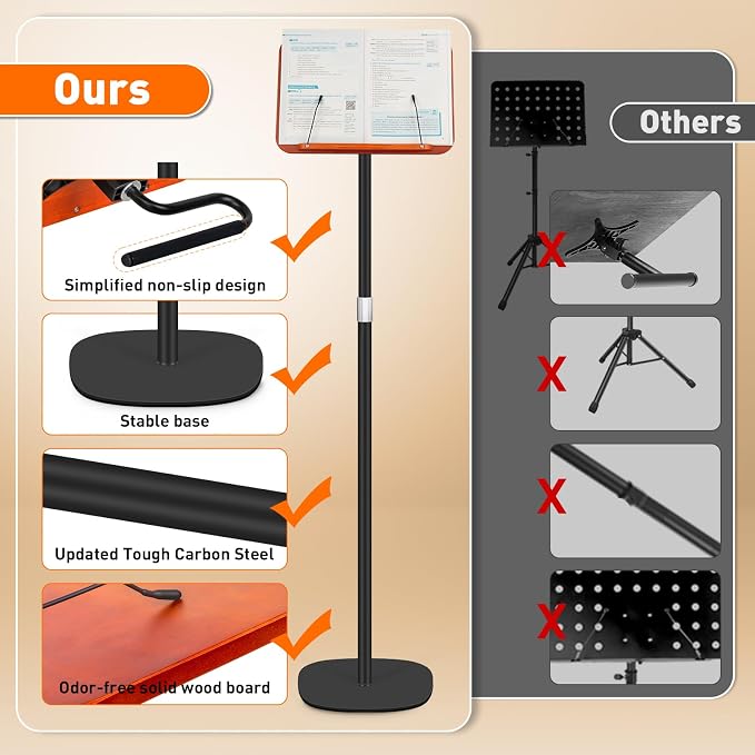 2-in-1 Floor Standing Book Stand, Foldable Book Holder - Image 6