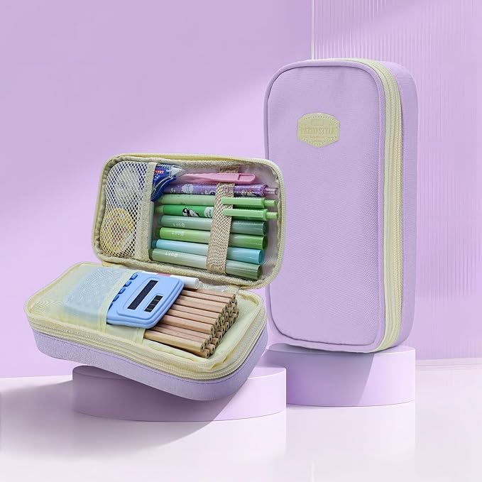 Large Capacity Pencil Case - Durable Zipper Aesthetic Pen Pouch, Big Storage Organizer for School, Office & Travel - Waterproof & Multi-Use (Purple)-DeskLoop Office
