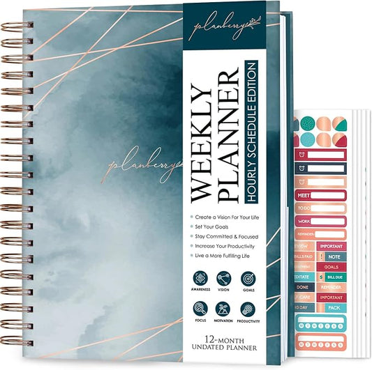 PLANBERRY Large Hourly Schedule Planner Premium – Undated Organizer by PLANBERRY