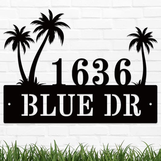 Personalized Palm Tree Address Sign, House Number Sign, Address Number by HYTSIGN