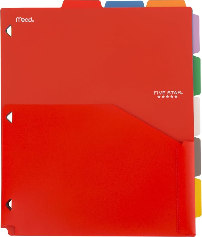 Five Star 8-Tab Binder Pocket Dividers, Plastic Tabbed Divider - Image 3