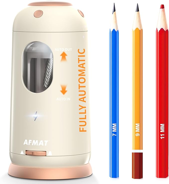 AFMAT Electric Pencil Sharpener, Auto in & Out, Fully Automatic Pencil Sharpener by AFMAT