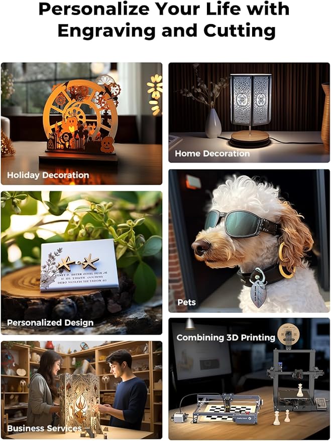 Creality 10W Laser Engraver, Falcon Pro with 3-in-1 Laser for Wood Engraving, 72W Efficient Laser Engraving Machine Fit, for Wood, Metal, Paper, Acrylic, Leather, Glass Tumbler Ring, 17" x 16"-DeskLoop Office