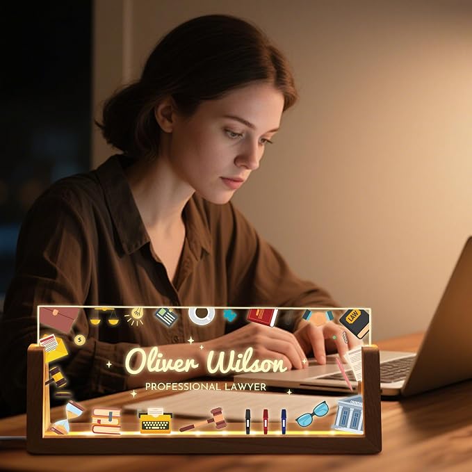 Custom Light Up Name Plate for Desk, Personalized LED Acrylic Name Sign - Image 4