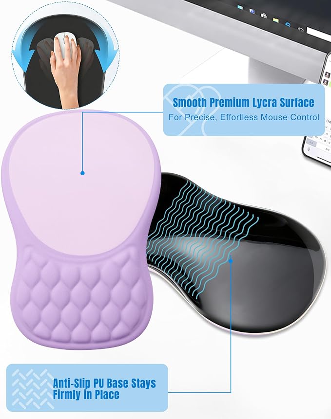 Ergonomic Mouse Pad with Wrist Rest, Slope Design Memory Foam Support, Smooth - Image 5