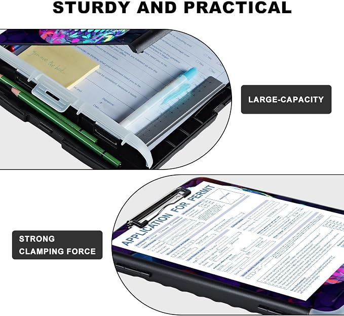 Clipboard with Storage, Heavy Duty Plastic Storage Clipboard with Low Profile - Image 3