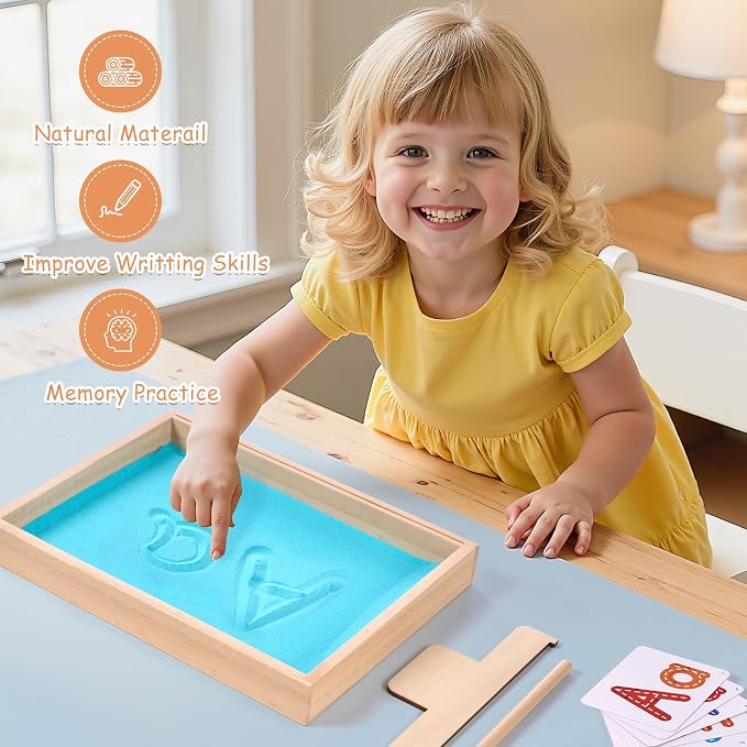 Montessori Sand Tray for Kids, Writing Play Sand Tray - Image 6