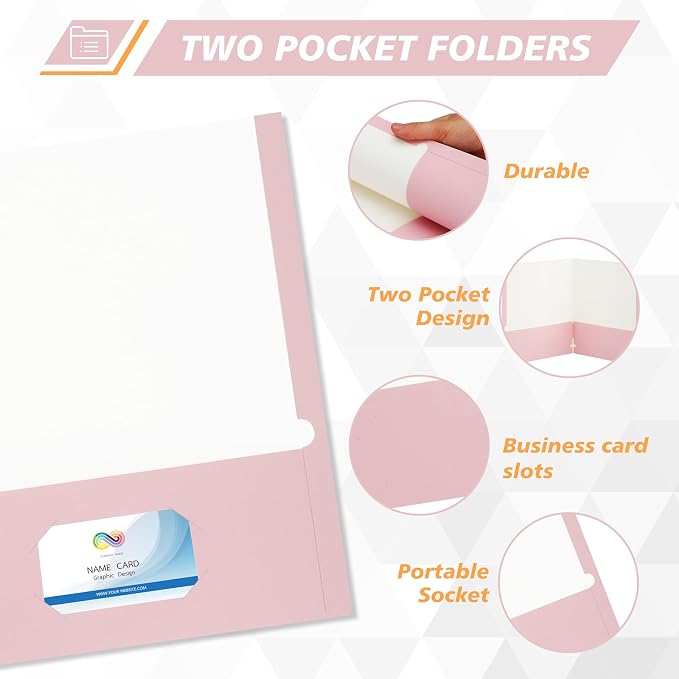 50 Packs Two Pocket Folders, Two Pocket File Folders - Image 3