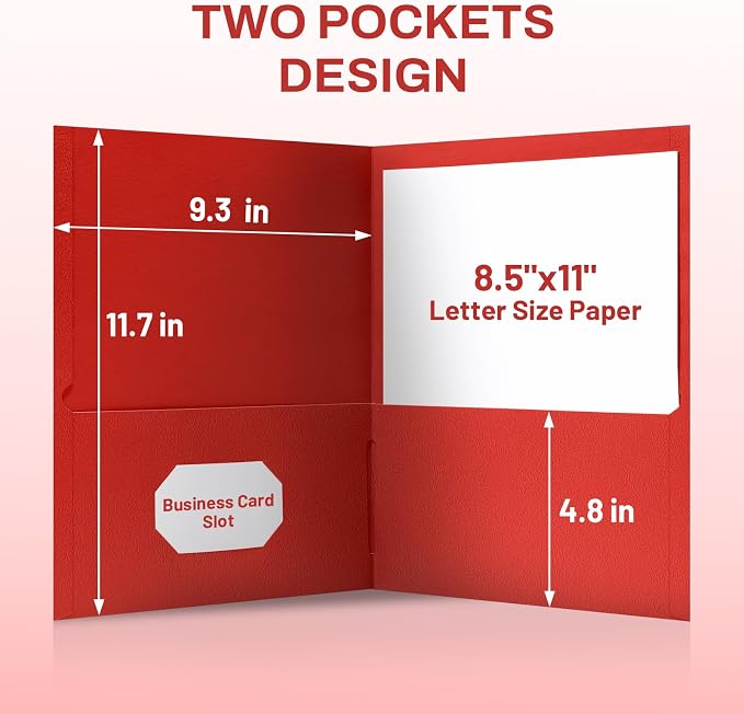 SUNEE Folders with Pockets, 2 Pocket Folders Fit Letter Size Paper, Paper File - Image 4