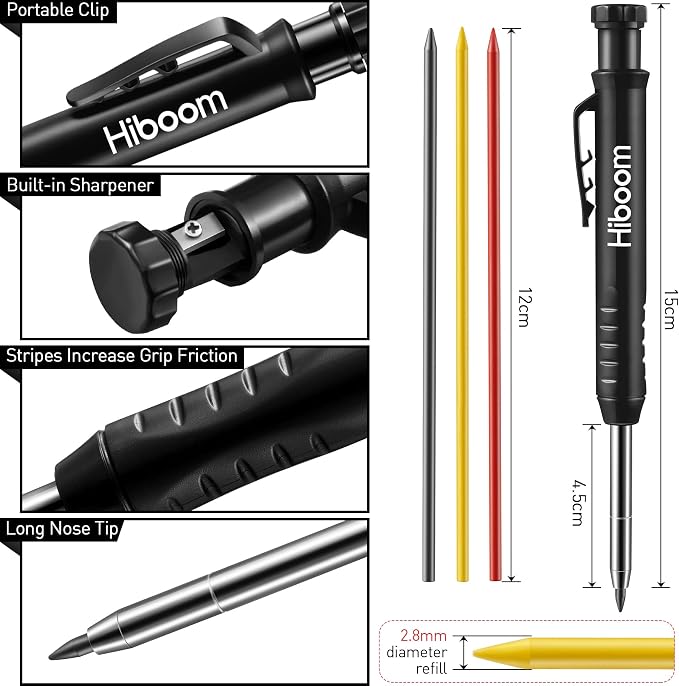 Hiboom 5 Pcs Mechanical Carpenter Pencil, Scribe Making Tools - Image 3