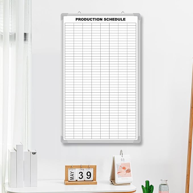 Lined Whiteboard Blank Grid Aluminum Frame Dry Erase Board Reusable Wall - Image 4