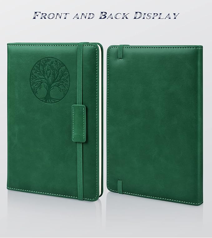 Lined Journal Notebook for Women Men,256 Pages A5 Hardcover Leather Journals for Writing,Travel,Business,Work & School,College Ruled Notebooks for Note Taking,Diary Notepad 5.7"×8.3"(green)-DeskLoop Office