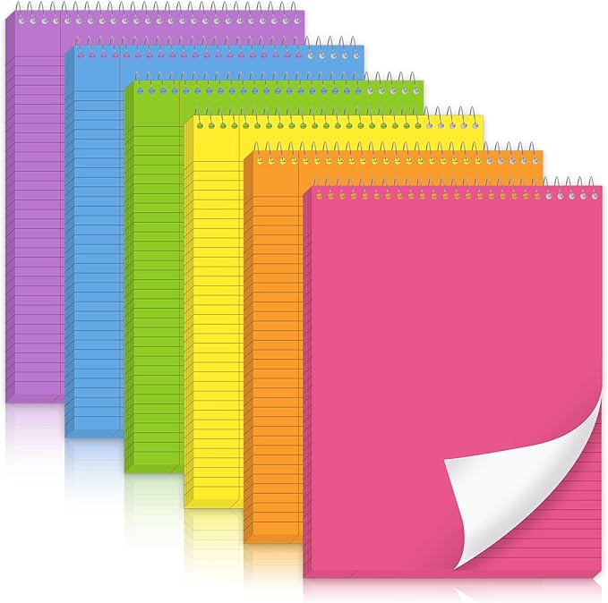 gisgfim 6 Pcs Colorful Top Bound Spiral Notebooks 8.5" x 11" College Ruled by gisgfim