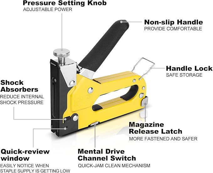 HAUTMEC Upholstery Staple Gun for Wood, 3-in-1 Heavy Duty Fabric Stapler - Image 2