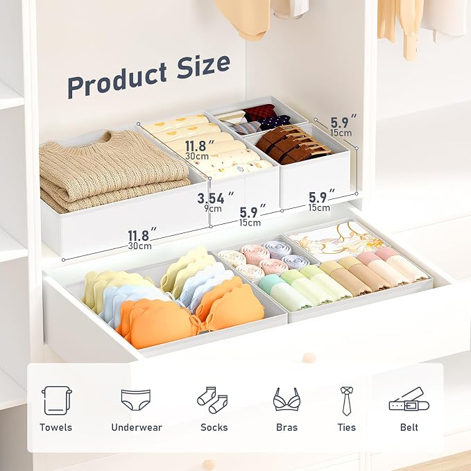 DIMJ Drawer Organizer Clothes, Foldable Closet Organizers and Storage, Fabric - Image 2