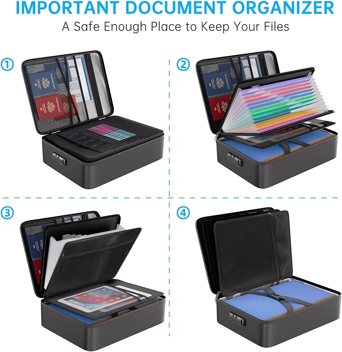 ENGPOW File Organizer Bag with 13 Pocket Accordion File Folder, Fireproof - Image 3