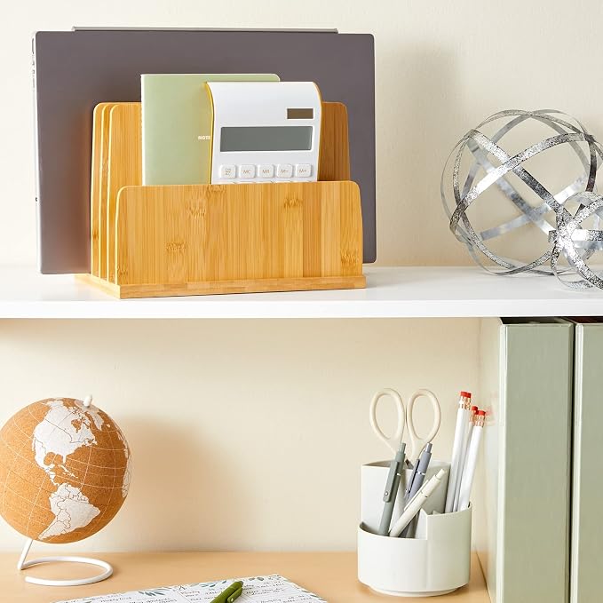 Bamboo Wooden Mail Holder, File Sorter - Image 4