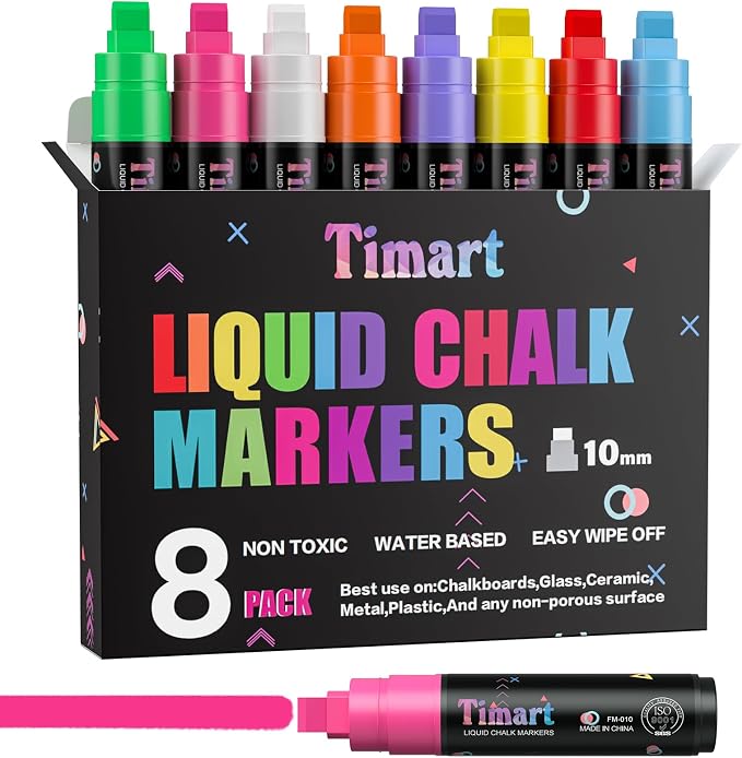 Timart Window Markers, Jumbo Liquid Chalk Markers by Timart