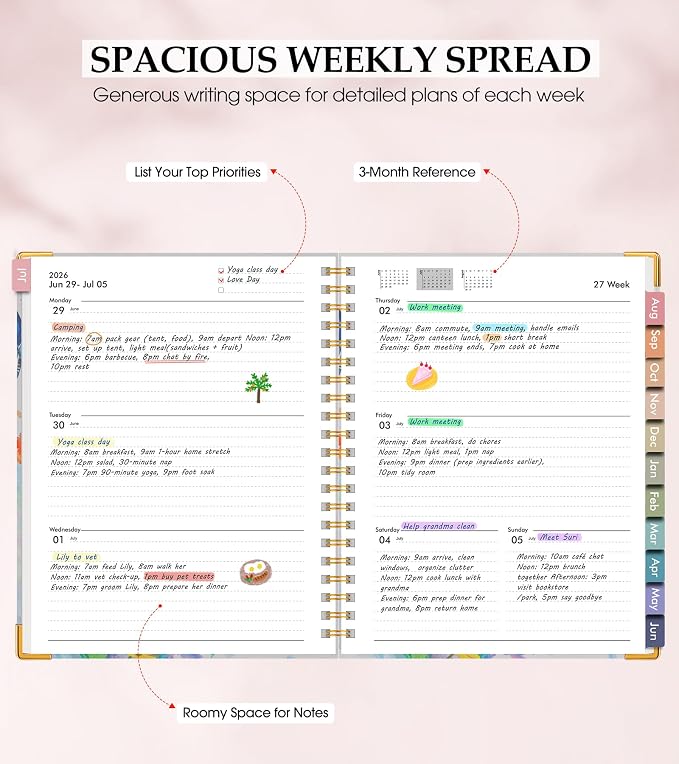 Academic Planner 2026-2027, Hardcover Leather Weekly and Monthly Calendar - Image 3