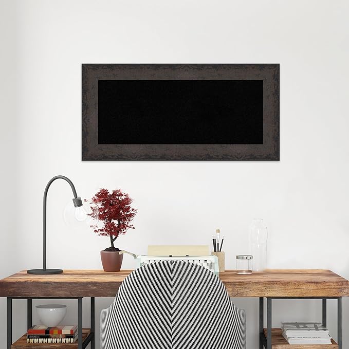Amanti Art Black Cork Board for Wall, 17x35 Vision Board with Black Wood Frame, Medium Corkboard Office Decor for Home Organization, Modern Corkboard Pinboard to Display Items for Home Organization-DeskLoop Office