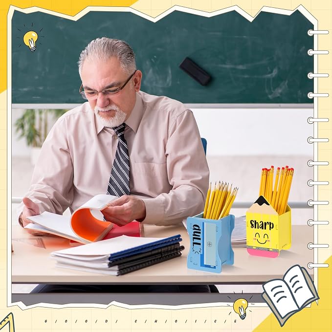 DoubleFill 2 Pcs Pencil Shaped Holder Sharp Dull Holder Wooden Dispenser Pencil - Image 5