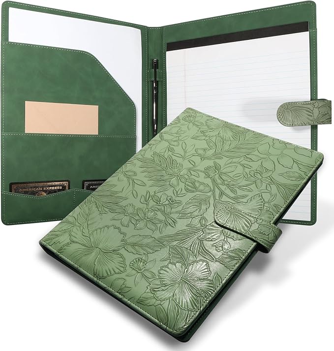 Professional Padfolio Portfolio Binder, Textured Embossing Faux Leather Folder by Mkobon