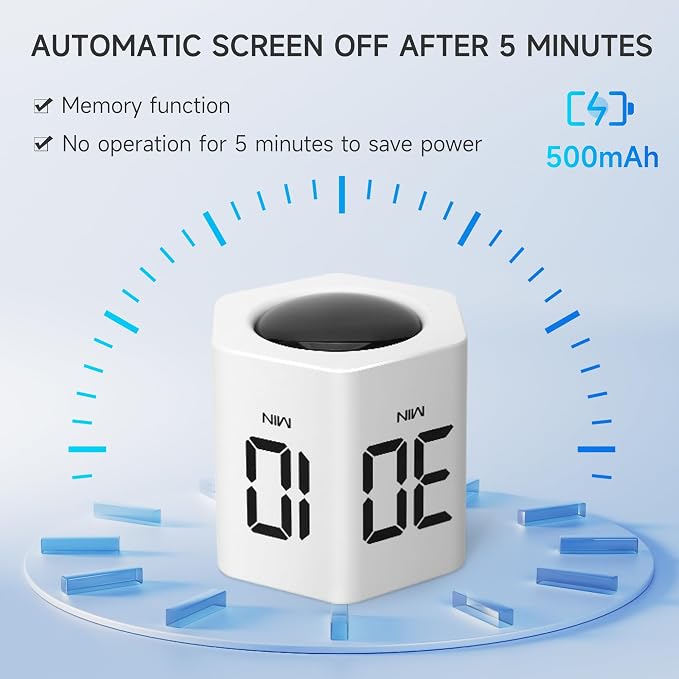 Exlliy Productivity Timer 1, 60 Minutes Preset, Desk Cube Timer - Image 5
