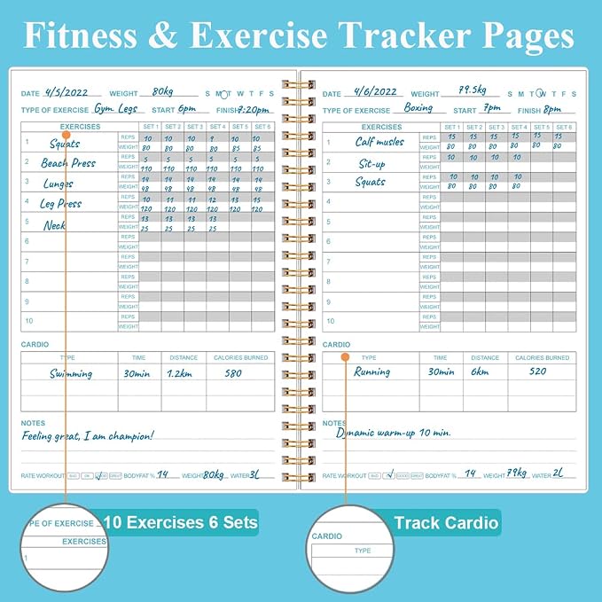 Simplified Fitness Journal for Women & Men, A5 Workout Journal/Planner Daily - Image 3