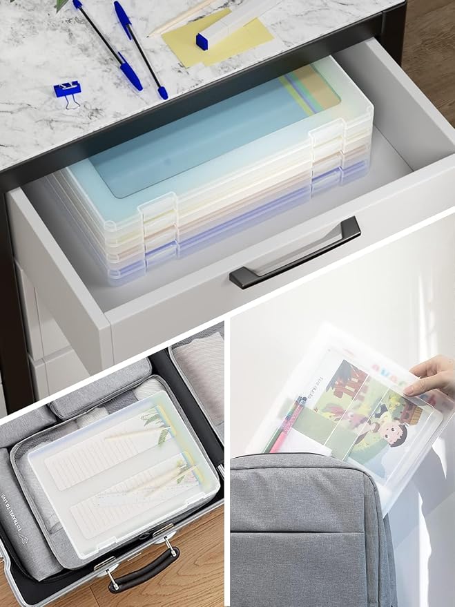 4-Pack A4 Plastic Paper Organizer Box, Scrapbook Storage - Image 6