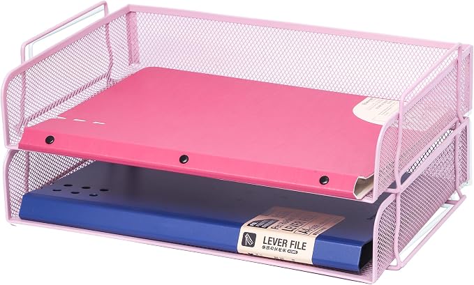 EASEPRES 2 Pack Stackable Desk Paper Tray, Metal Mesh Desktop Document Letter by EASEPRES