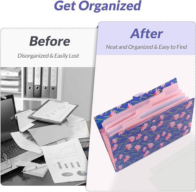 SKYDUE Accordion File Organizer, Floral Expanding File Folders - Image 7