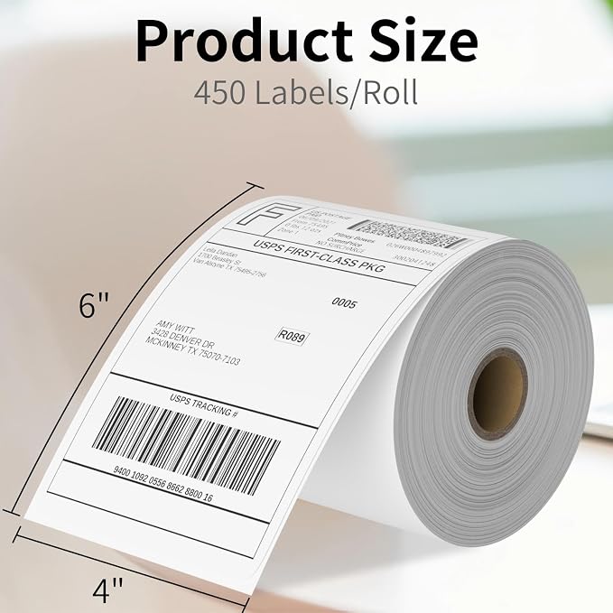 4" x 6" Direct Thermal Labels Roll, 450 Labels/Roll, Elton Printers - Image 3