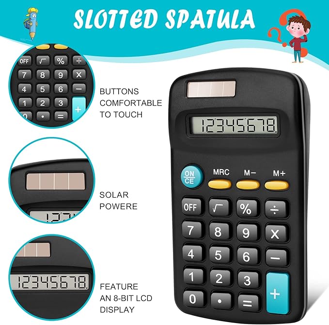 24 Pack Basic Mini Calculators - 8 Digit Display, Solar Battery & AC Power, Handheld for Office, School & Home-DeskLoop Office