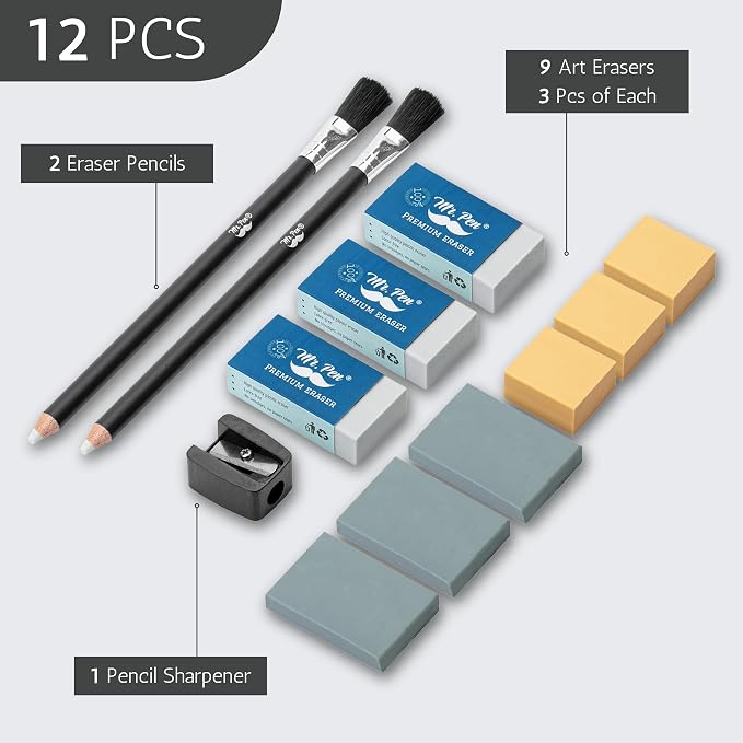 Mr. Pen- Art Eraser Set, Artist Pencil Erasers | Drawing Supplies Kit, - Image 2