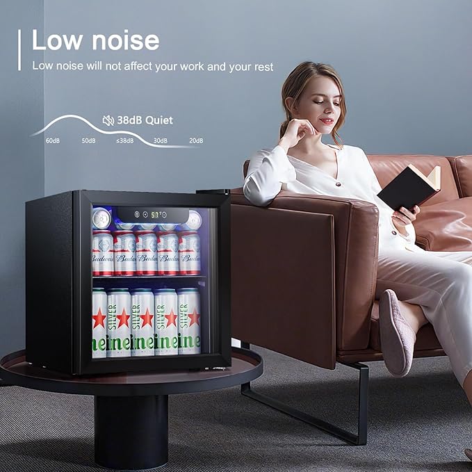 Antarctic Star Mini Fridge Cooler - 12 Bottle 48 Can Beverage Refrigerator Glass Door for Drinks or Beer Wine –Small Drink Dispenser for Home, Office or Bar, Electronic Temperature Control，1.3cu.ft.-DeskLoop Office