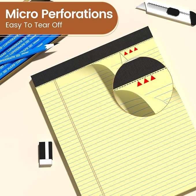 Legal Pads 8.5 X11, Narrow Ruled Notepads, 12 Pack, 50 Sheet/Pad, Tear Off - Image 3
