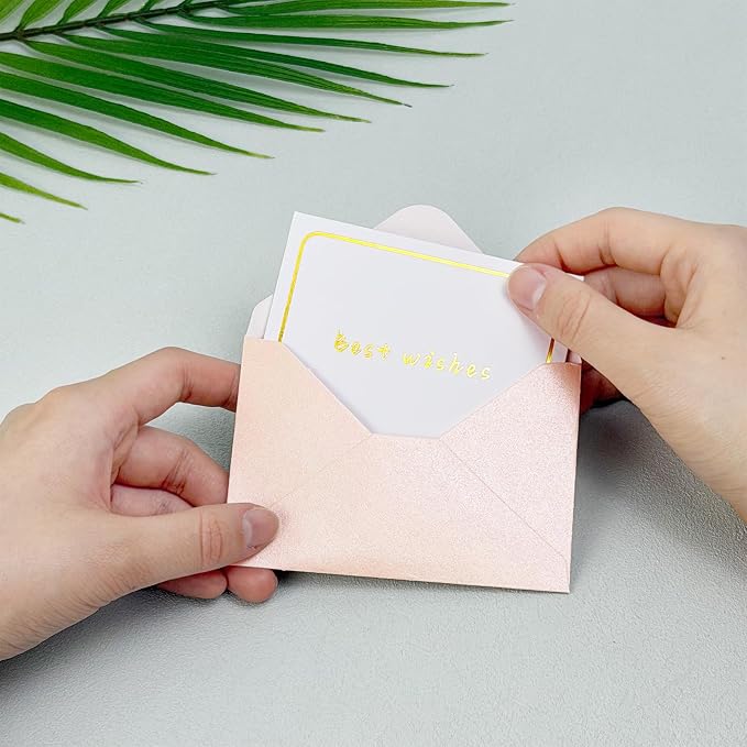 100 Pack Mini Pearl Pink Envelopes, 4 x 2.75" Shimmer Gift Card Envelopes - Image 5