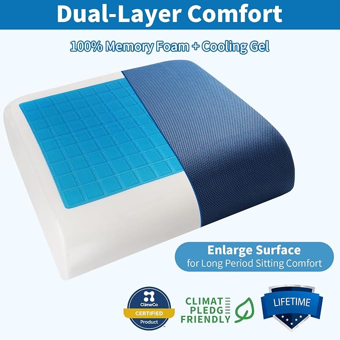 YOUFI Extra Thick Large Seat Cushion -19 X 17.5 X 4 Inch Gel Memory Foam Cushion - Image 3