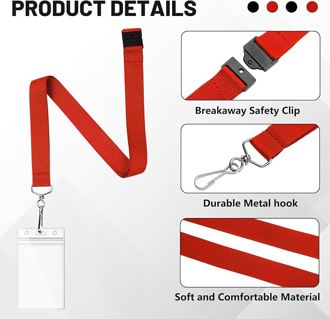 100-Pack Red Breakaway Lanyards - Image 4