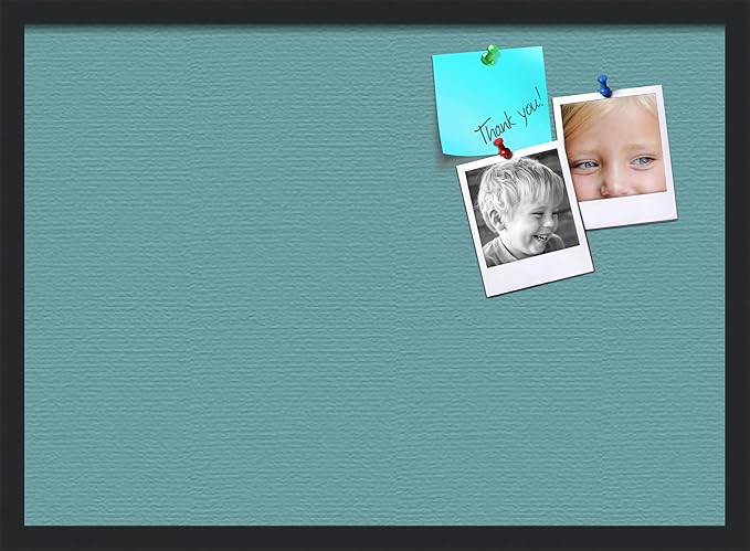 PinPix 28x20 Inch Cork Bulletin Board. This Decorative Framed Pin Board Comes with Aqua Pastel Design and a Satin Black Frame. Ideal for Home Office Decor or Message Board (PinPix-1806)-DeskLoop Office
