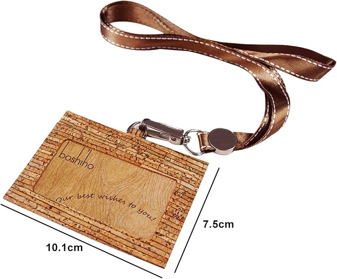 Badge Holder, Boshiho Eco-Friendly Cork ID Name Credit Card Case - Image 5